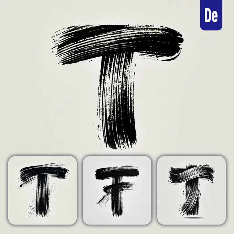 dalle prompt T letter Chinese brush stroke black ink hand drawing vector