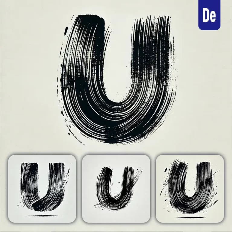 dalle prompt U letter Chinese brush stroke black ink hand drawing vector