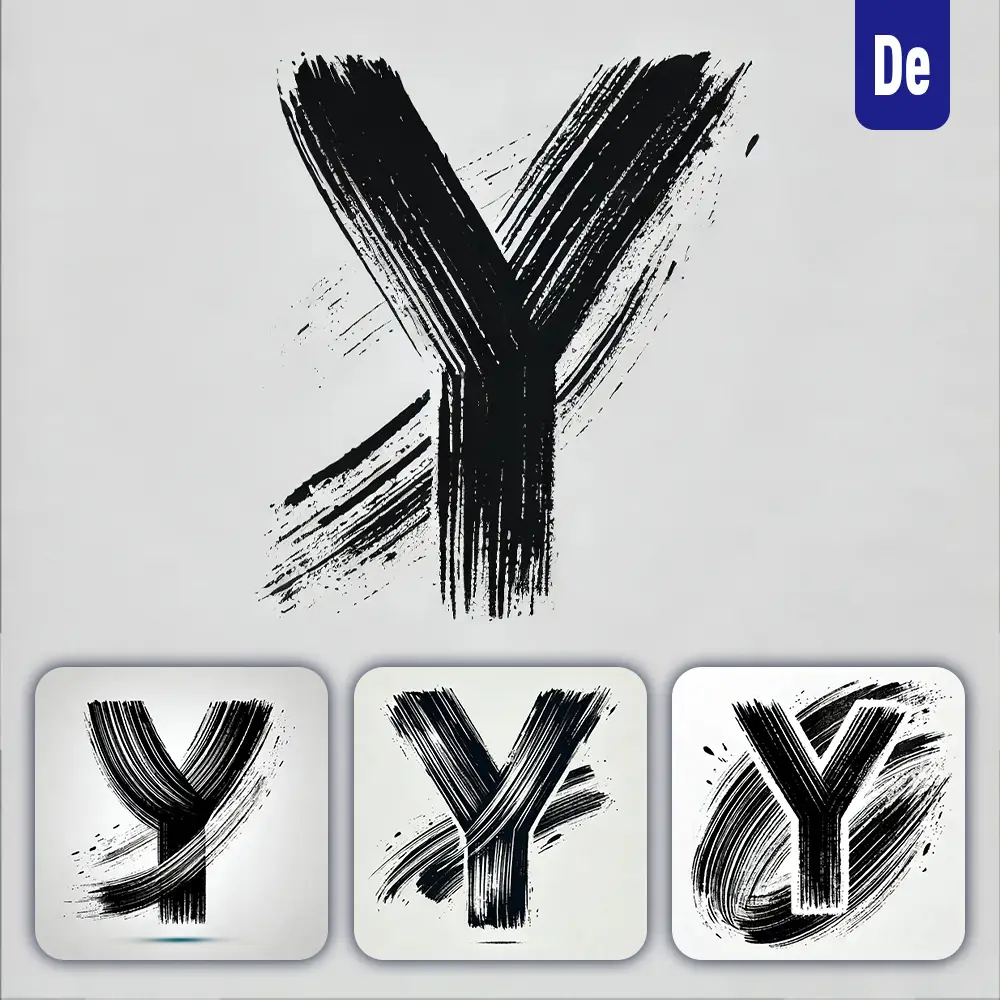 Dalle Prompt Y Letter Chinese Brush Stroke Black Ink Hand Drawing Vector