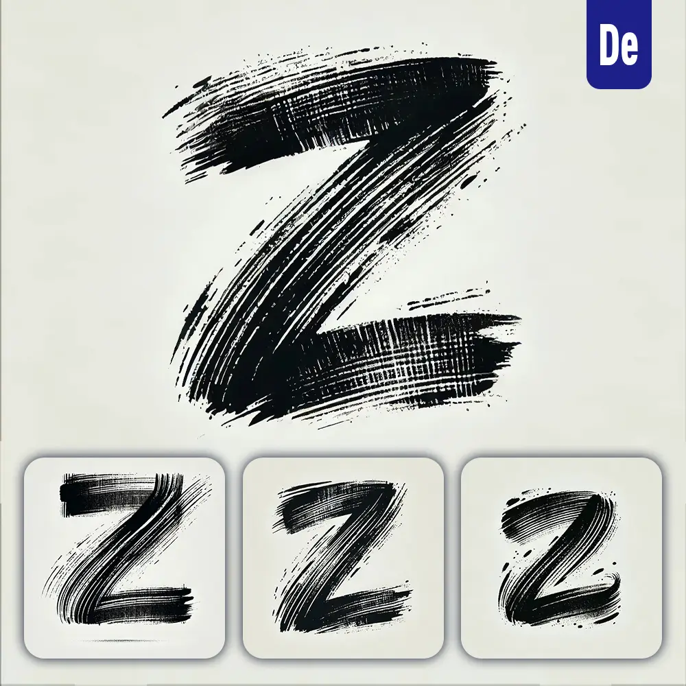 Dalle Prompt Z Letter Chinese Brush Stroke Black Ink Hand Drawing Vector