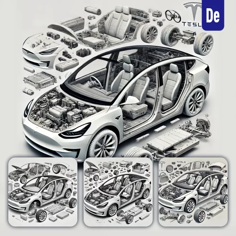 dalle prompt model Y Tesla 3D breakdown exploded drawing illustration