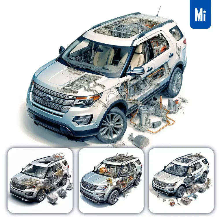 midjourney prompt Ford Explorer 3D breakdown drawing illustration