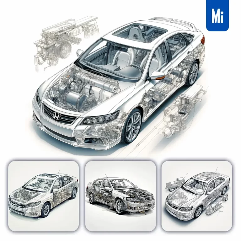 midjourney prompt Honda Accord 3D breakdown drawing illustration