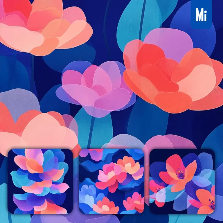 midjourney prompt blue flower petal wallpaper abstract pattern