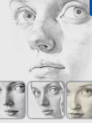 Midjourney Prompt Lady Pencil Drawing Face Head Woman Black And White Sketch