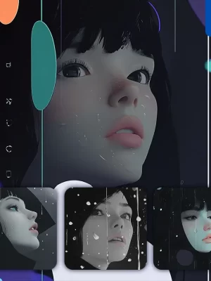 Midjourney Prompt Woman Girl Face Water Drop Rain Realism